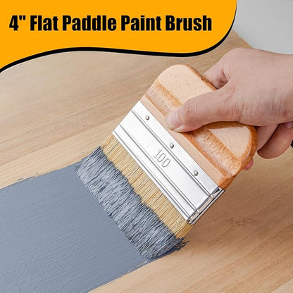 Chalk Paint Brushes Set of 4, Wax Brushes, Flat Pointed and Round Brush with Natural Bristles for Chalk Paint and Wax, Perfect for Painting or Waxing Furniture, Ideal for Home Decor