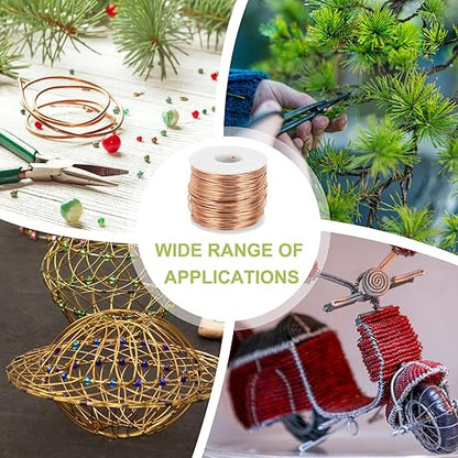 MECCANIXITY 15 Gauge Anodized Aluminum Craft Wire Bendable Bonsai Training Wire 223 Feet 1.5mm for Sculpting Crafts Wreath Floral Beading Jewelry Making, Copper Tone