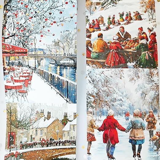 Washi Tape Set,3 Rolls City Landscape Stickers for Journaling,Christmas Washi Tape Stickers for Junk Journal Supplies,Scrapbooking,Notebook,Phone Case,DIY Craft(Victoria)