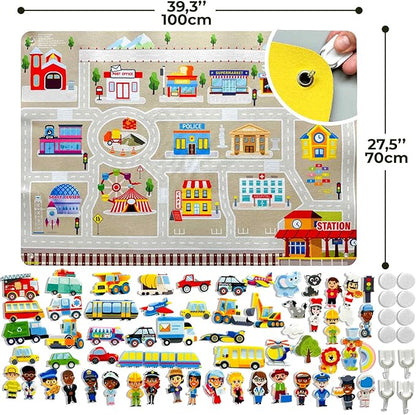 QUOKKA City Felt Board for Kids 3-5 Years Old - Social Emotional Preschool Learning Activities for Ages 3-5 - Educational Flannel Toy Speech Therapy Gift