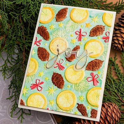 BAOFALI 3D Christmas Theme Plastic Embossing Folders Lemon Pine Nut for DIY Scrapbooking Photo Album Card Paper Craft Decoration for Card Making,Embossing Template Paper Card Embossing Stencil