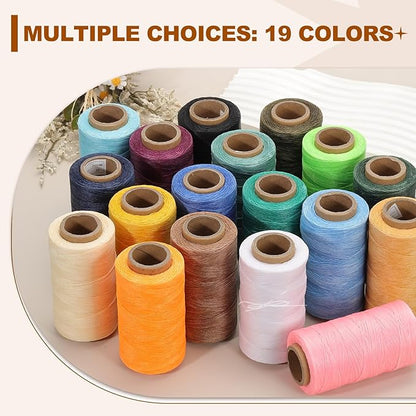 PATIKIL 284 Yard Flat Waxed Thread 150D 1mm Leather Sewing Cord for Repairing Shoes Bags Wallets Jewelry Making DIY Leather Craft, Pink