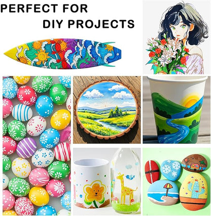 7.1G Acrylic Paint Markers Direct Liquid - 48 Colors Acrylic Markers with Automatic Ink Control, Paint Markers High Opacity Paint Pens Waterproof Lightfast for Rock Painting Eggs Wood Glass Ceramic