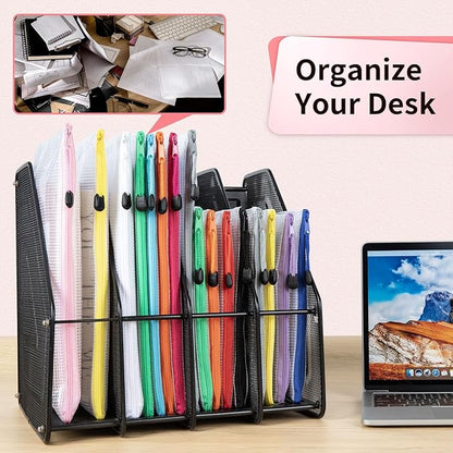 Umriox Zipper Pouch, 16.9x12.4 in (12 Colors, 12 Packs), Extra Large Zipper Bags, Waterproof Zipper Pouches for Office Supplies, Puzzles, Board Game Storage & Cross Stitch Projects