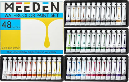 MEEDEN Watercolor Paint Tubes Set - 48 x 12ml (0.4 oz) Colors Painting Set Art Supplies - Non Toxic Water Color Paint for Adults Beginners Students