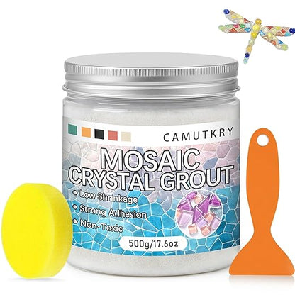 Mosaic Crystal Grout – Ultimate Grouting Solution & DIY Craft Essential for Mosaic Tile Projects, Handmade Art, & Home Decor (17.6oz)