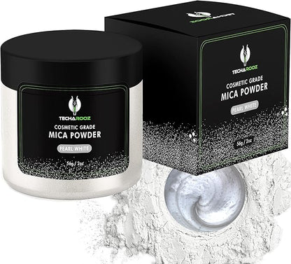 Pearl White MICA Powder for EPOXY Resin 56G / 2OZ. JAR - TECHAROOZ 2 Tone Resin DYE Color Pigment Powder for Lip Gloss, Nails, Colorant for Slime Bath Bombs SOAP Making & Polymer Clay