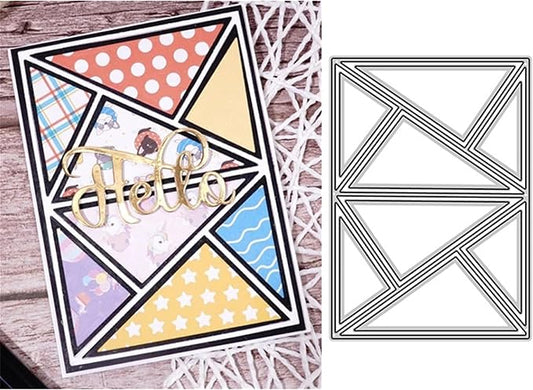 Cutting Dies Metal Stencils Scrapbooking Tools Flowers Lace Frame DIY Embossing Template for Paper Card Making Album Arts Crafts Supplies (Triangle frame-10.1x14cm)