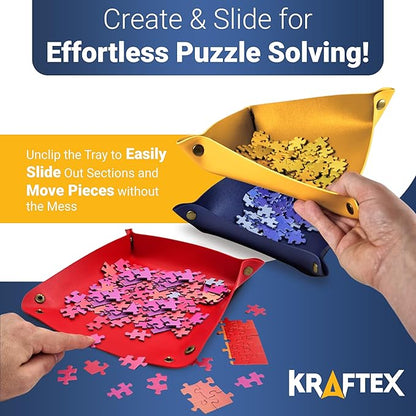 Puzzle Sorting Trays - 3X Large Puzzle Organizer for Sorting 1000 Pieces up to 3000 Pieces, Stackable Jigsaw Accessories for Adults in Red, Yellow and Blue