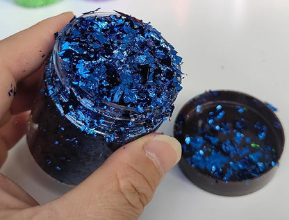 Gilding Flakes,Gold Foil Flakes for Resin,Blue Red Purple Pink Metallic Foil Flakes for Resin Jewelry Making,Nails,Painting Art,Crafts and Slime (Dark Blue)