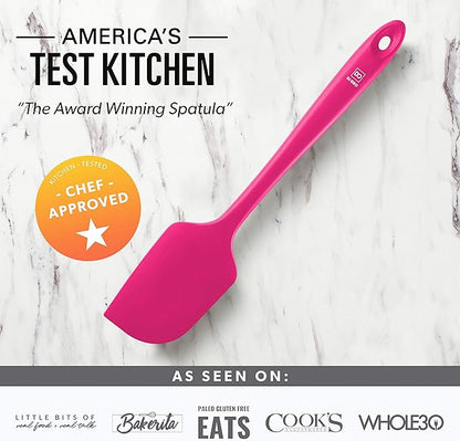 DI ORO Silicone Spatula Set - Rubber Kitchen Spatulas for Baking, Cooking, & Mixing - 600°F Heat-Resistant & BPA Free Silicone Scraper Spatulas for Nonstick Cookware - Dishwasher Safe (3pc, Magenta)