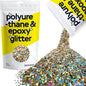 Hemway Polyurethane & Epoxy Resin Glitter 100g / 3.5oz Metallic Crystal Flake Additive for Flooring Jewelry Tumblers Glass Pigment - Extra Chunky (1/24" 0.040" 1mm) - Gold Silver Holographic