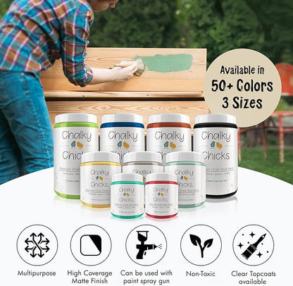 Chalky Chicks All-in-One Chalk Paint for Furniture or Cabinet - 16 Fl Oz - Matte Finish Cuppa Latte Tan for Metal, Wood Furniture Paint - No Sanding All-in-One for Home Decor & Crafts, USA Made