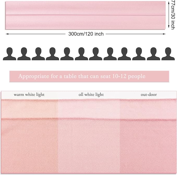 2 Packs 10ft Dusty Rose Chiffon Table Runner 30 x 120 Inches Sheer Romantic Table Runner for Boho Wedding Birthday Party Bridal Baby Shower Decoration