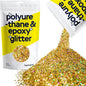 Hemway Polyurethane & Epoxy Resin Glitter 100g / 3.5oz Metallic Crystal Flake Additive for Flooring Jewelry Tumblers Glass Pigment - Extra Chunky (1/24" 0.040" 1mm) - Gold Holographic