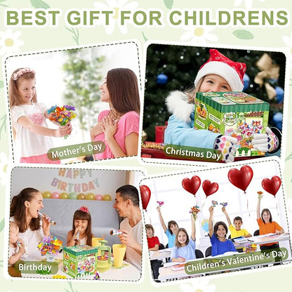 Fabric Flower Bouquets Toys, DIY Craft Kit for Girls 3 4 5 6 7 8 9 10 Years Old, Creative Arts and Crafts Activity for Toddler Kids, Preschool Educational Flower Assembly Gifts for Birthday Christmas
