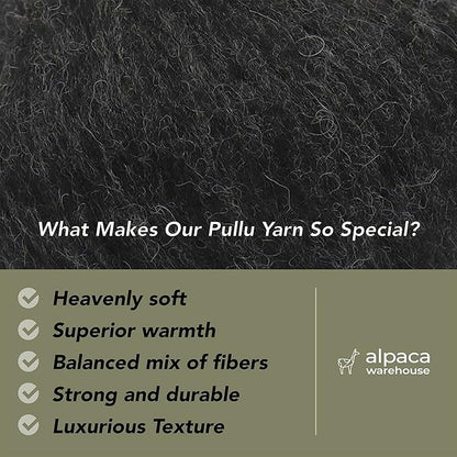 Pullu - Baby Alpaca Merino Wool Yarn Set of 3 Skeins (150 Grams) Worsted Weight - Sourced Directly from Peru - Heavenly Soft and Perfect for Knitting and Crocheting (Charcoal Gray)