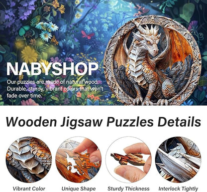 Wooden Puzzles for Adults, Cave Dragon Wood Puzzle, Wood Adult Puzzle, Wooden Puzzle for Family Game and Birthday Gifts for Women Men (L-13.4 * 13.4in 300pcs)