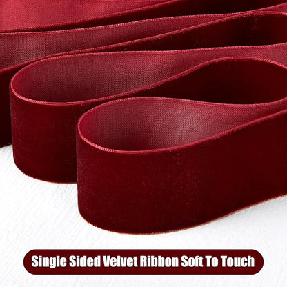 5/8" X 20 Yards Red Velvet Ribbon for Christmas Tree Wreath Decoration Handmade Crafts Ornaments Gift Wrapping & Bow Making