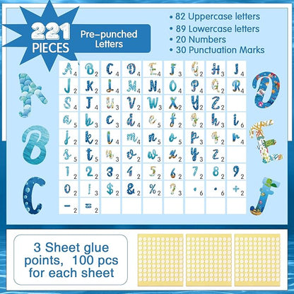 221 Pcs Bulletin Board Letters Round Alphabet Number Punctuation Symbol Combo Letter Cutouts Classroom Decoration for School Classroom Chalkboard Poster Board
