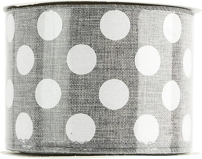 MEEDEE Polka Dots Burlap Ribbon - 2.5 Inch Wired Ribbon for Baby Shower, Farmhouse Decor, Elephant Wreath, Cakes - 10 Yards