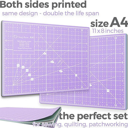 Honey's Heaven Rotary Cutter Set - 45mm Fabric Cutter, 5 Replacement Blades, A4 Cutting Mat, Acrylic Ruler and Craft Clips - Ideal for Crafting, Sewing, Patchworking, Crochet & Knitting