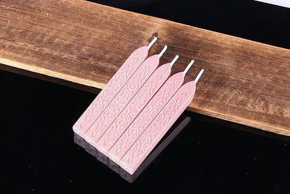 Yoption 5 Pcs Totem Fire Manuscript Sealing Sticks with Wicks Multi-Color Cord Wick Sealing Wax for Postage Letter Retro Vintage Wax Seal Stamp (Pink)