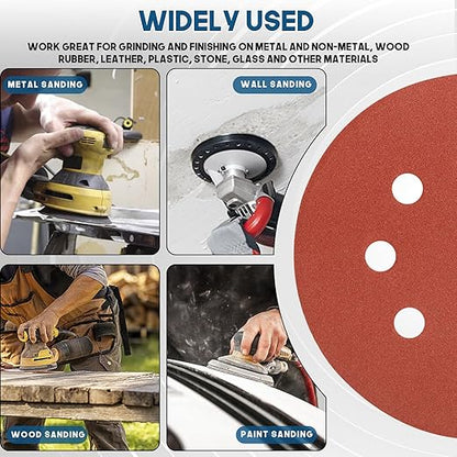5 Inch 8 Hole Sanding Discs, 150 PCS 240 Grit Hook and Loop Sandpaper, Round Aluminum Oxide Sand Paper Discs for Random Orbital Sander