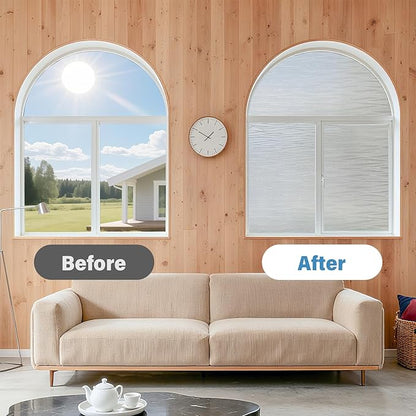 Finnez Frosted Privacy Window Film Static Cling, Non-Adhesive Decorative Cover for Glass Door & Windows, No Glue Removable Clings UV Blocking Waves Design for Home Office 45.2 x 157.4 Inches