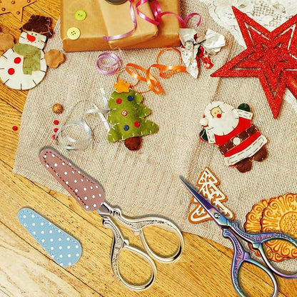 BIHRTC 2 Pairs 3.6 Inch Sewing Scissors with Leather Cover - Stainless Steel Sharp Tip Needlepoint Scissors for Sewing, Crafting, Art Work & Threading
