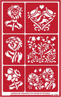 Over'N'Over Reusable Glass Etching Stencils – Durable Self-Stick Designs for Glass, Mirrors, and Ceramics with Armour Etch Cream – 5” x 8” Stencil Sheet - Fun Flowers