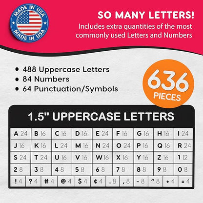 FreshCut Crafts 636 Pcs 1.5 in. Red Bulletin Board Letters & Numbers, Capital Alphabet, Numbers, Punctuation, US Made Card Stock Punch Out Letters for Posters, Bulletin Boards, Classroom