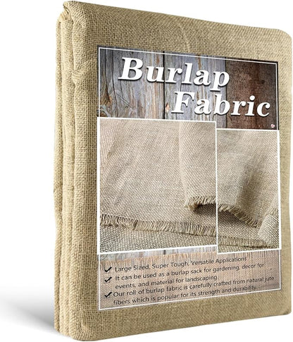 Burlap Fabric Roll, 63" x 15 Feet Burlap Garden Fabric Natural Jute for Decorations, Crafts, Weddings, Table Runner, Landscaping, Plants & Tree Covering