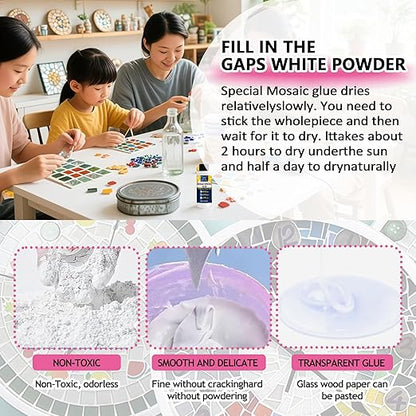 Mosaic Grout, with Tile Tools, Mosaics Tile Accessories – Essential for Handmade Grouting and Perfect for DIY Craft Projects (White, Mosaic Tool Kit)