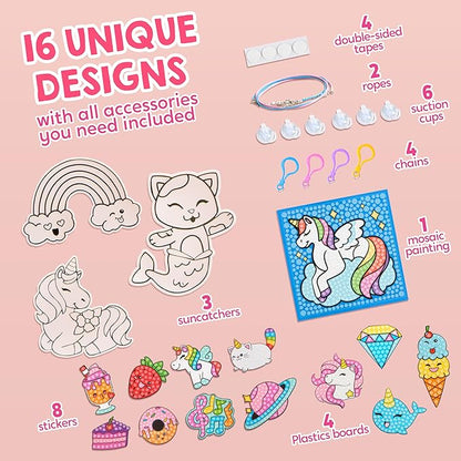 Klever Kits 16 Projects Gem Painting, Kids Diamond Gem Painting Kit with 5D Gem, Arts and Crafts for Girls Ages 6-12, Gem Craft Activities Kits, Premium Art Gift Ideas for Girls Ages 6, 7, 8+