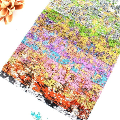 A5 Size Colorful Foil Textured Fabric Art Paper Scrapbooking Decorative, 10 Sheets Sparkle Metallic Lace Mesh for Crafts, Junk Journaling Supplies, Card Making, Collage