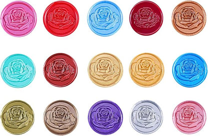 Yoption 15Pcs Sealing Wax Sticks with Wicks for Wax Seal Stamp, Wedding Invitations, Gift Packaging, Christmas (15 Colors)