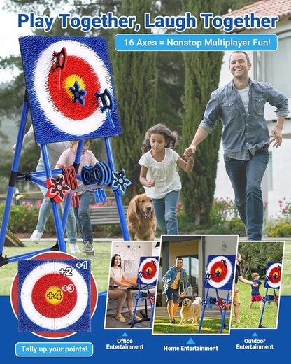 Axe Throwing Game for Backyard - 8 Throwing Axes Set - Deluxe Foldable Plastic Axe Throwing Target Game for Adults Kids, Outdoor Games Carnival Games