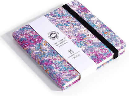 Lightwish Square Watercolor Journal,100% Cotton,300gsm/140lb,Acid-Free,24 Sheets Cold Press Watecolor Sketchbook for Artists Adults Students,6.29 * 6.29 Inches(Purple Sunset)