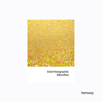 Hemway Polyurethane & Epoxy Resin Glitter 100g / 3.5oz Metallic Crystal Flake Additive for Flooring Jewelry Tumblers Glass Pigment - Microfine (1/256" 0.004" 0.1mm) - Gold Holographic