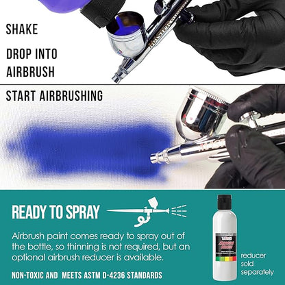U.S. Art Supply Opaque Aqua Blue Acrylic Special Effects Airbrush Paint - 8oz Ready to Spray Air Brush Paint for Nails, Models, Fabric - Water-Based Air Brush Painting