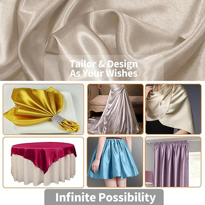 RUDONG M Beige Satin Fabric by The Yard, 1 Yard x 60 Inch Wide Silky Charmeuse Satin Fabric, Soft Satin Fabric for Wedding Decorations, Bridal Dress, Sewing, Accessories, DIY Crafts