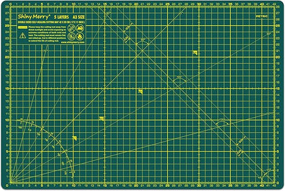 Self Healing Cutting Mat A3 12"x18" – Double Sided 5-Ply Craft Mat for Sewing, Quilting, Fabric, Scrapbooking – Green/Green