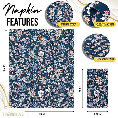 Trendables Floral Napkins for decoupage 100 Pcs 3 Ply floral paper napkins decorative Guest Towels Disposable Bathroom, Flower Design For Tea Party Decorations, Dinners & Weddings