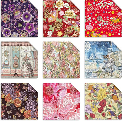Origami 6x6 Paper Kit 150 Sheets 150 Vivid Colors Double Sided Same Printed Traditional Patterns Square for Arts Crafts Projects Japan Traditional Chiyo.Flower