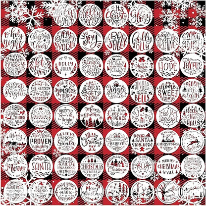 Small Stencils for Painting on Wood Reusable, 3 Inch Reusable Stencil for Craft Ornament Paint Template Stencils for Wall Card Rock Wood Signs Coasters Canvas Home Decor (Christmas Words 3)