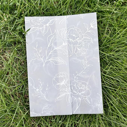 SWANGSA 50 Pack Vellum Jackets for 5x7 Invitations, Elegant White Rose Vellum Paper, 115GSM Translucent Invitation Sleeve Wraps for Wedding Bridal Baby Shower Birthday Envelopes