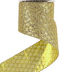 HUIHUANG Gold Glitter Wired Ribbon, 4 inch x 10 Yards, Polyester, Christmas, Gold, Geometric Pattern, Perfect for Tree Decorations, Wreaths, Gift Wrapping