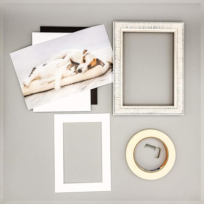 6x8 Mat for 8x10 Frame - Precut Mat Board Acid-Free Show Kit with Backing Board, and Clear Bags Textured White 6x8 Photo Matte Made to Fit a 8x10 Picture Frame Matboard for Framing, Pack of 10 Mats