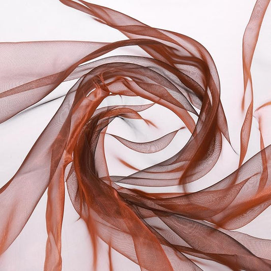 MECCANIXITY Iridescent Sheer Organza Fabric, 2 Yards x 59 Inches Solid Holographic Shiny Fabric Organza Cloth for Wedding, Curtains, Costume, Photo Background, Gradient Dark Coffee